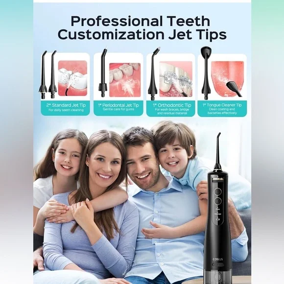 Black cordless flosser with Attachments - Picture 9 of 11